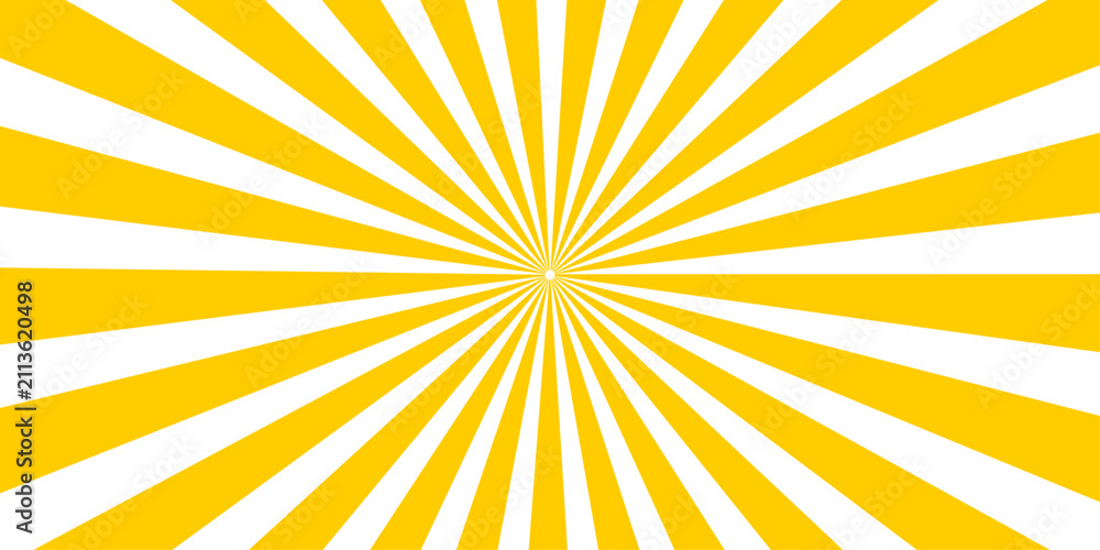 Obraz premium Radial burst pattern with bright yellow and white stripes radiating from the center, creating a vibrant and energetic visual effect.