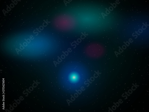 Bright blue comet flying through deep space with starry background