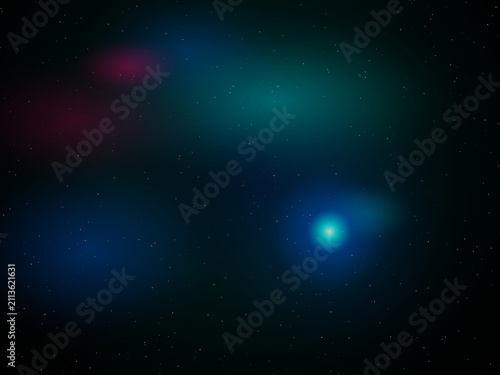 Bright blue comet flying through deep space with starry background