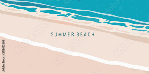 Bild auf Leinwand Beach illustration with turquoise water and sandy shore