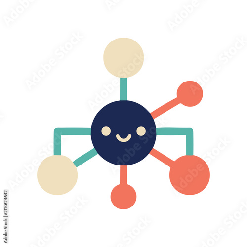 Happy Molecule Icon - Cute Chemistry Concept