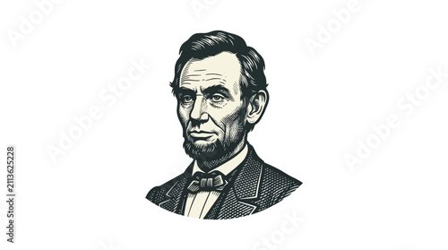 Cuadro en lienzo Engraved style illustration of Abraham Lincoln portrait isolated on white background