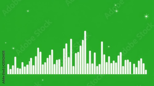 White Audio Equalizer Bars on Green Screen Animation