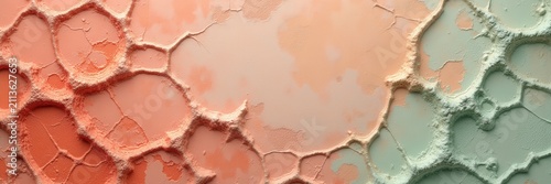 Coral And Mint Cracked Mosaic Texture, Coral, Mint Green, White, Perfect for Skincare Packaging Design, Gourmet Dessert Branding And Ceramic Tile Interior Decor