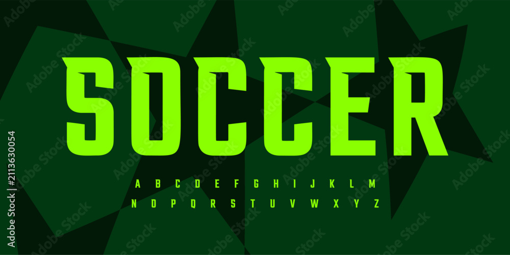 Fototapeta premium Bold Sporty Font with Sharp Edges and Strong Style, Perfect for Sports League Headlines, Poster and Title with Champion Theme, Team Jersey and T-shirt letters. Vector typeset.