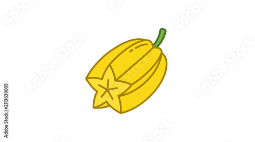 Quadro su tela Sliced yellow starfruit carambola fruit icon.