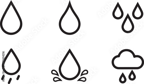 Foto Set of simple weather icons showing rain and precipitation types Vector