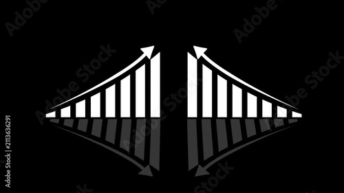 Business graph chart with growing business concept. Arrow rising on graph sale symbols.  growing business concept. Clean Hi-tech style technology chart .4k business graph video. 