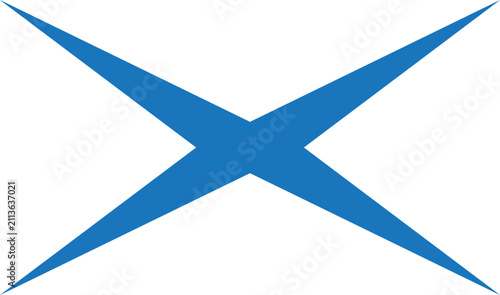Bild auf Leinwand Bold Blue Geometric X Shape Against White Background With Sharp Edges