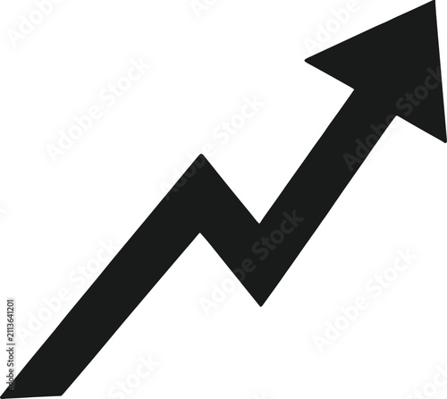 Bild auf Leinwand Black Upward Trending Arrow Graph Line on White Background Keywords: graph, arro