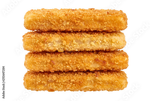 Fotografía Stack of four crispy golden breaded fish fingers