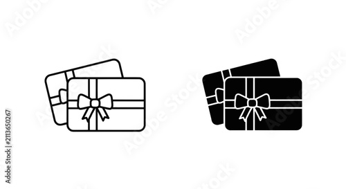 Vector illustration of set of gift card icons, vector illustration of present cards with ribbons on a transparent background