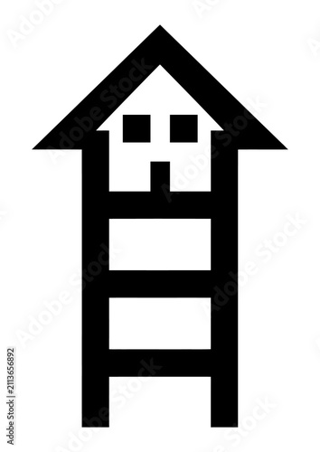 house on ladders icon isolated on white
