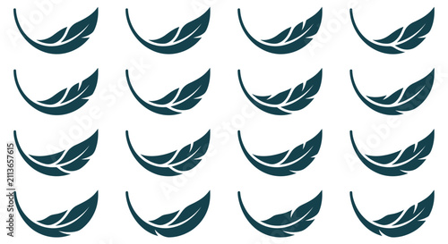 Bild auf Leinwand Teal feather icons arranged in a repeating grid.