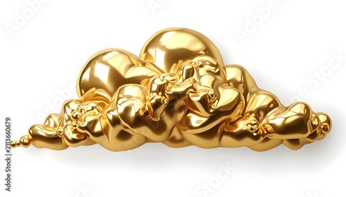 Luxury Golden Metallic Cloud Isolated on White Background