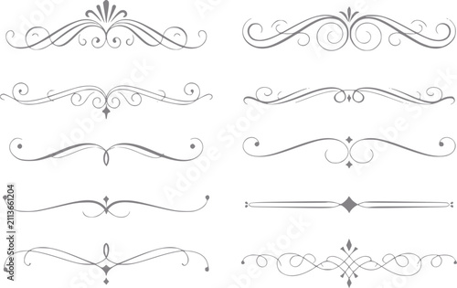 Una colección de adornos decorativos vintage y divisores caligráficos ornamentados para proyectos