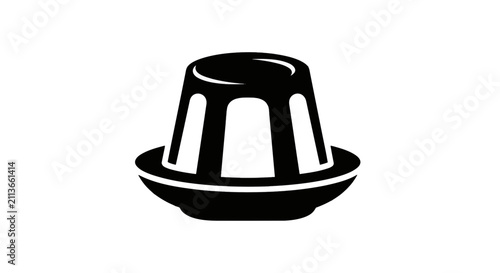 Vector illustration of vector icon of a gelatin dessert or pudding served on a small plate on a transparent background