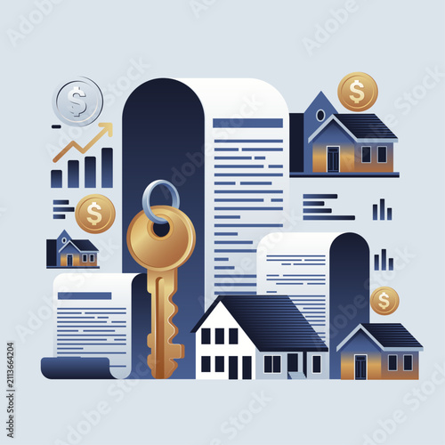Modern Real Estate Investment and Property Finance Illustration