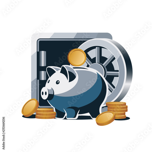 Secure Bank Savings with Piggy Bank and Vault