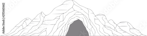 Foto Un dibujo lineal minimalista de una cordillera que presenta la entrada a una cue