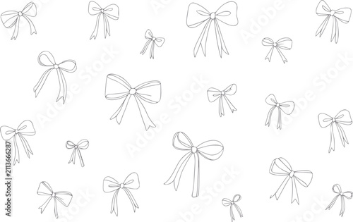 фотографія Un patrón sin costuras de lazos de cinta estilo dibujo a mano esparcidos sobre u