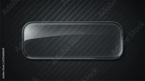 A rectangular glass panel with rounded corners floating against a black carbon fiber pattern background 
