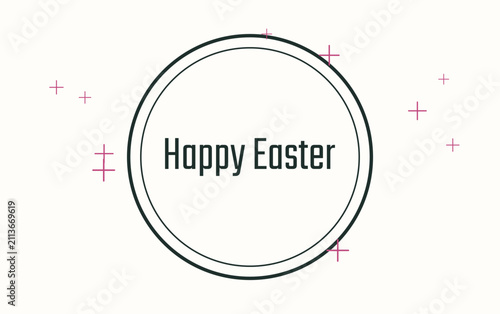 Minimalist Easter Badge Vector: Happy Easter Icon with Cross Symbols for Digital & Print Use