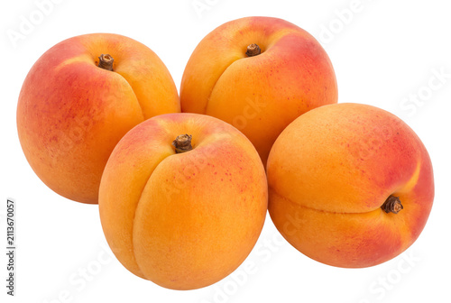 Four Fresh Ripe Apricots Grouped Together