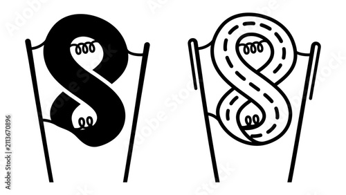Photography Infinity Symbol Designs: Two distinct designs of the infinity symbol, one solid black and the other an outline with a dashed line, presented side-by-side on a neutral background