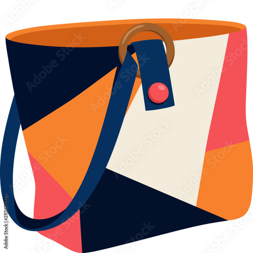 This vibrant tote bag features a striking geometric design with a mix of colors that gives it a modern and stylish look for daily use or fashion accessories.