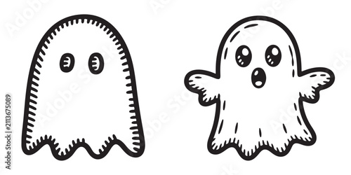 Принти на полотні Two naive hand-drawn ghost one simple and one with a surprised expression