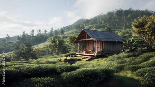A minimalist housing concept featuring a beautiful natural setting.
