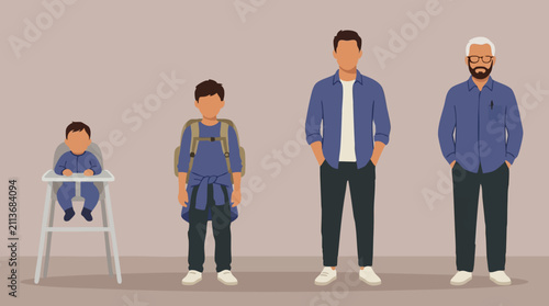 Bild auf Leinwand Four stages of a man's life from infancy to old age, human development concept