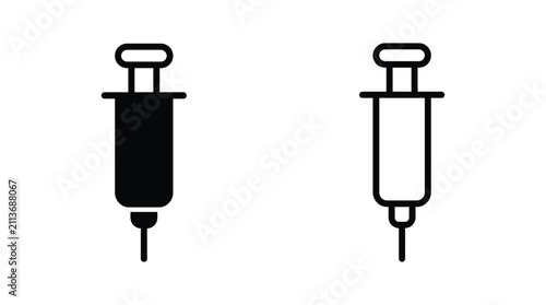 Fotografía Syringe Icons Black And White Vector Illustration On White Background