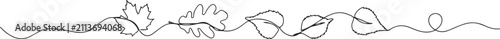 Continuous one line drawing of Autumn Leaves. Single line drawing illustration of Fall leaves. One Line Art Icon Drawing Vector