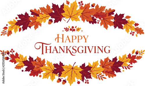 Happy Thanksgiving silhouette illustration of a family gathered around a dining table for a festive meal on a white background