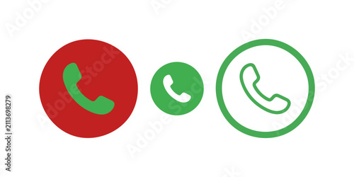 Bild auf Leinwand Set of phone call interface icons featuring red and green circular buttons for a