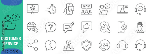 Quadro su tela Customer support service outline icons