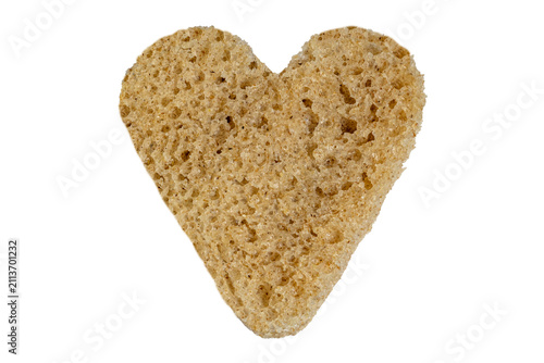 Quadro su tela Heart shaped bread loaf porous crust bakery food texture