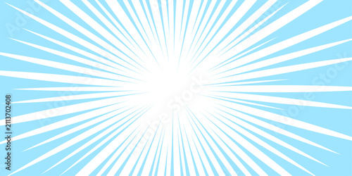 Blue background with Glowing Sunburst and Dynamic Light Rays. Anime focus isolated on white background. Blue background with Glowing Sunburst and Dynamic Light Rays.
