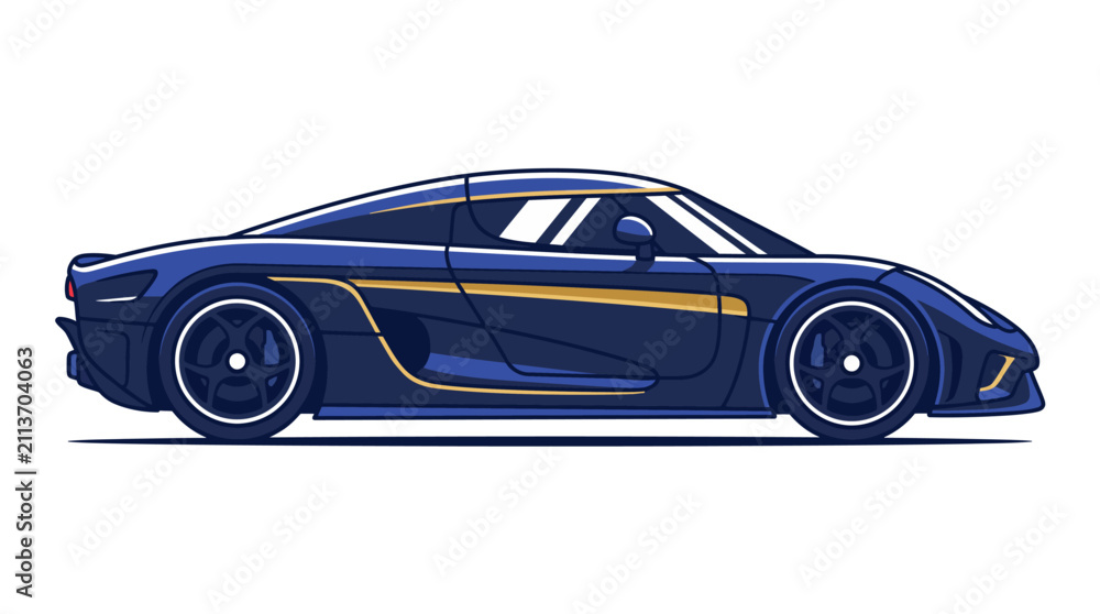 Fototapeta premium Sleek modern luxury sports car silhouette isolated on a clean white background for automotive design projects