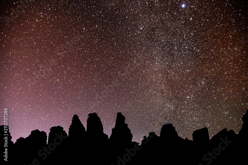 Obraz na płótnie Star-Filled Sky Above Desert Rock Formations