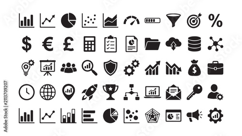 Comprehensive Business and Financial Data Visualization Icon Collection