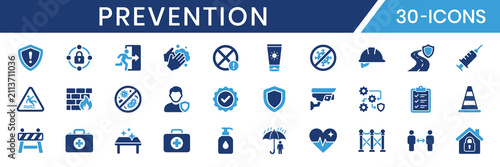 Fotografie Prevention pictogram style fill color icon set Vector illustration