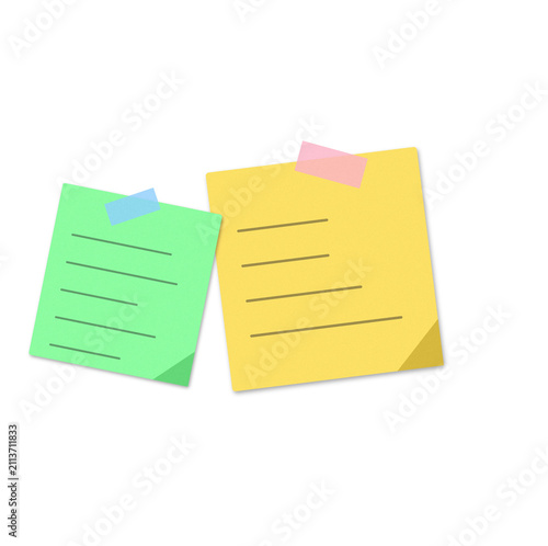 Two colorful calendar pages with sticky notes attached