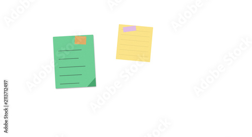 Two colorful sticky notes on a plain background