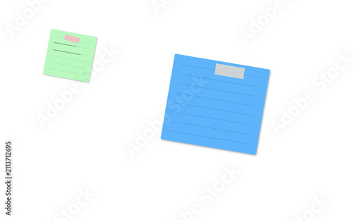 Two colorful sticky notes on plain background