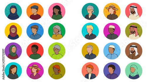 Diverse Multi-ethnic People Avatar Icons Set - User Profile Portraits