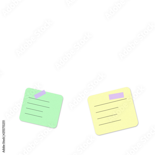 Two colorful sticky notes with calendar icons on yellow background