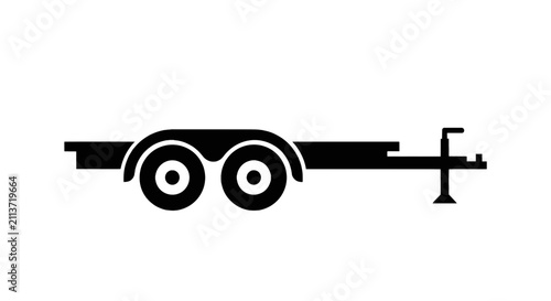 Vector illustration of tandem axle utility trailer silhouette icon on a transparent background